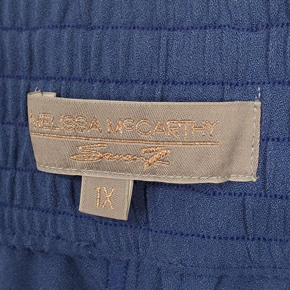 Melissa McCarthy NEW 1X Pants Flowy Cropped Capri Button Cuff Elastic Waist Hems - Picture 10 of 12